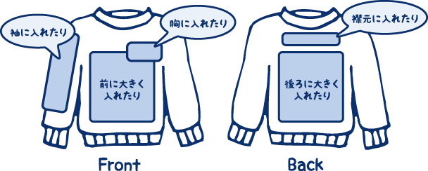 Tシャツ・トレーナーのプリント位置